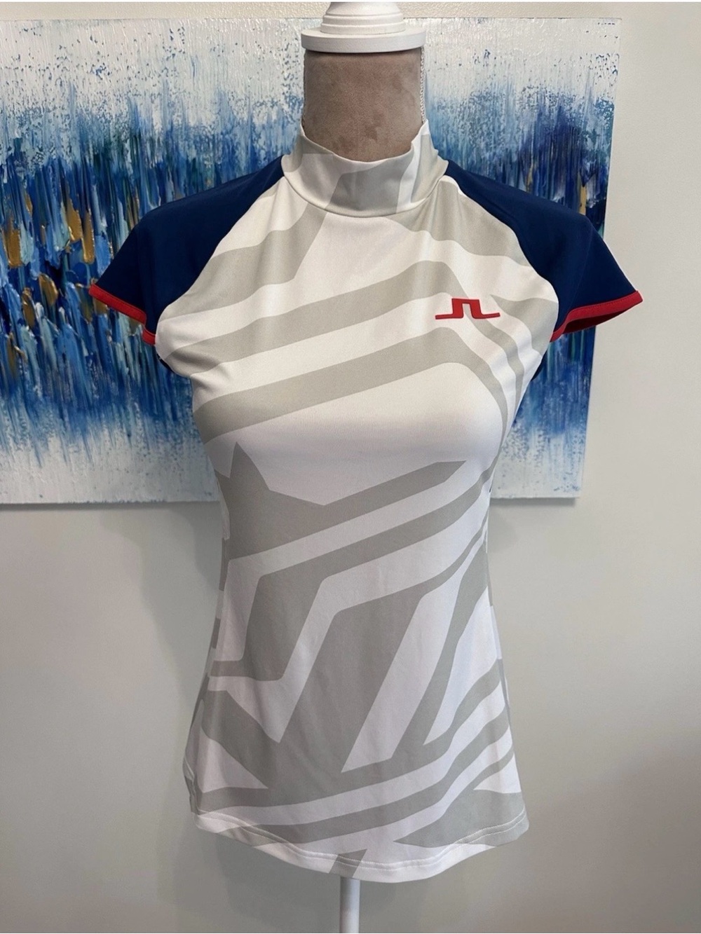 J. Lindeberg Golf Yvette Top USA Olympics Women Size L SoftCompression NWT
